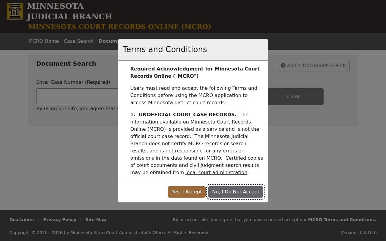 Jackson County case search using MCRO Document Search