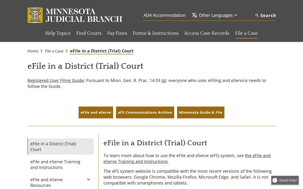 Jackson County case search distinction between Minnesota eFS filing and public court records