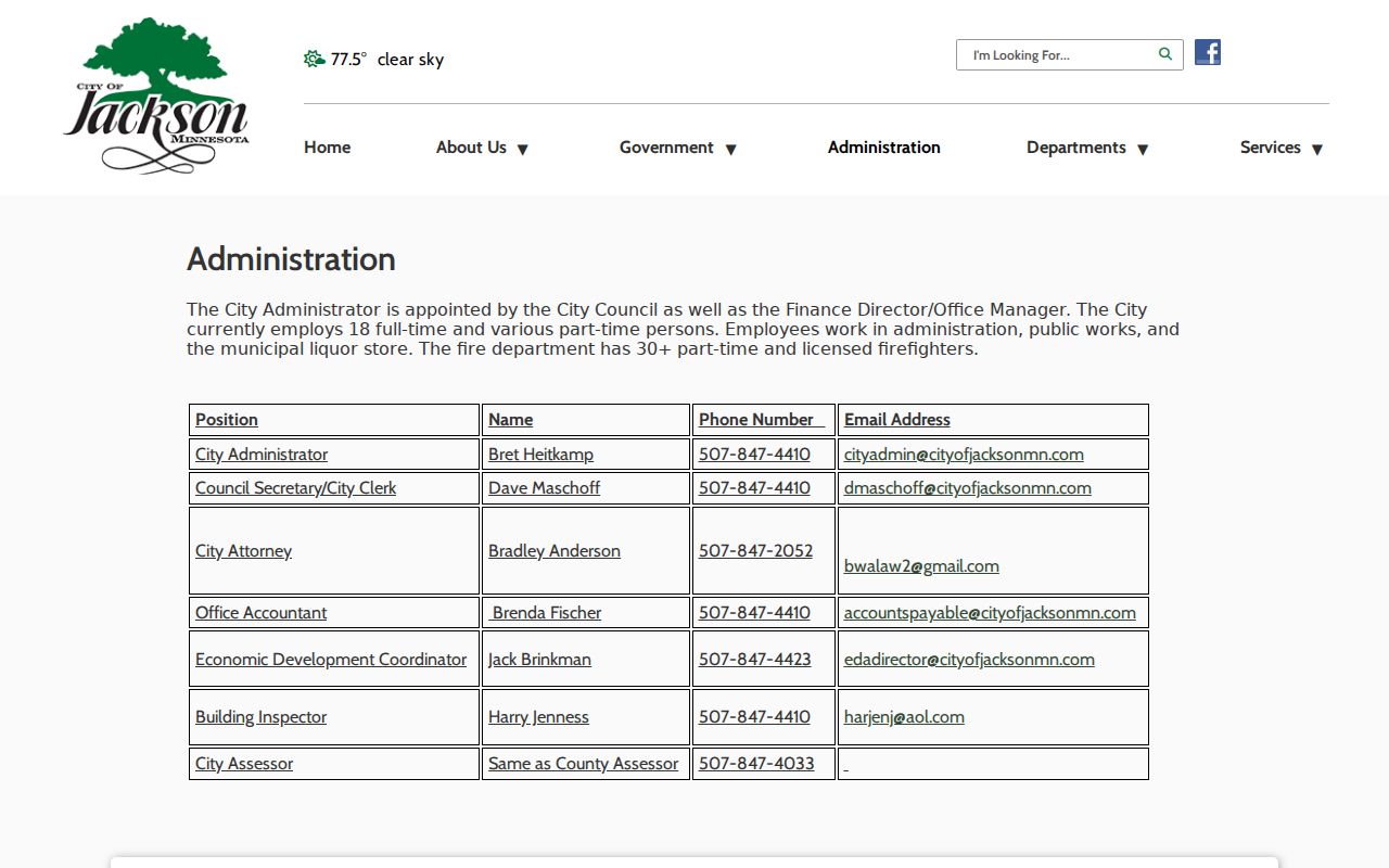 Jackson court record context from Jackson City Hall administration