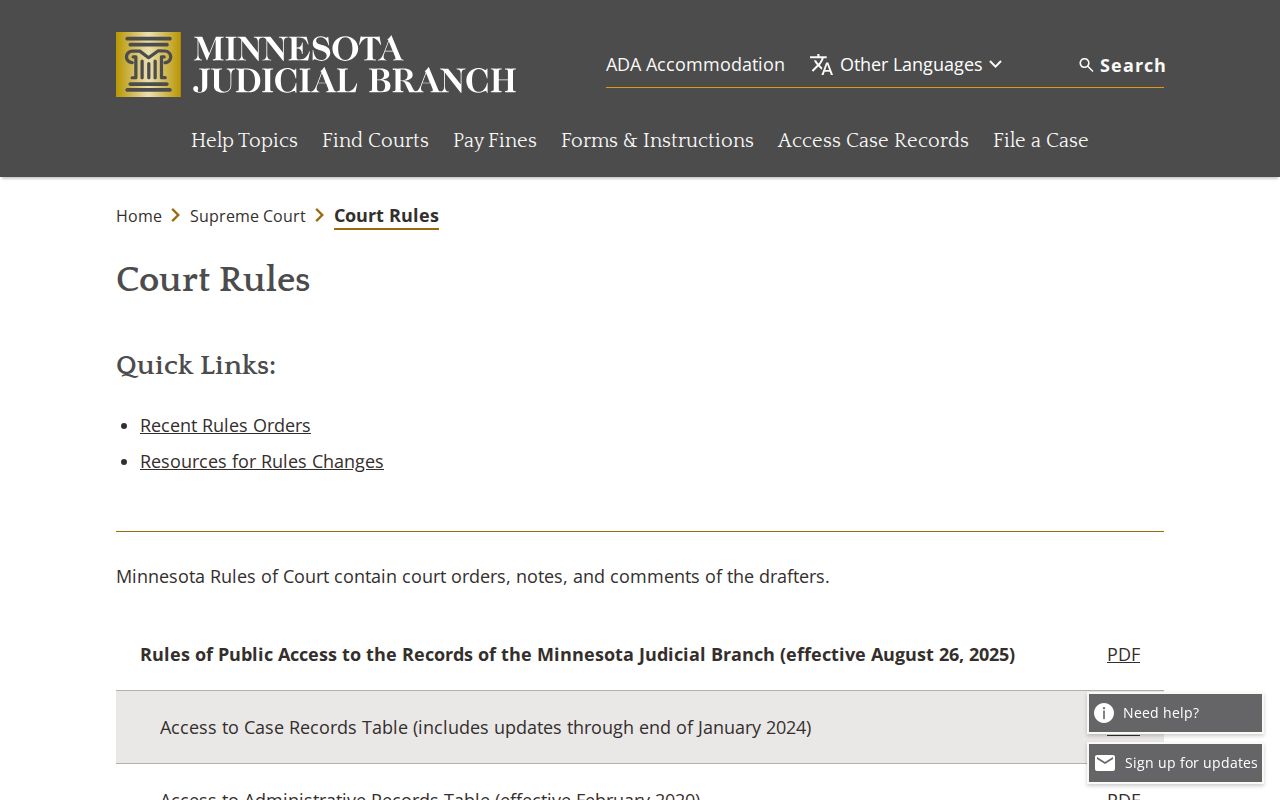 Jackson County court records access under Minnesota Judicial Branch public access rules