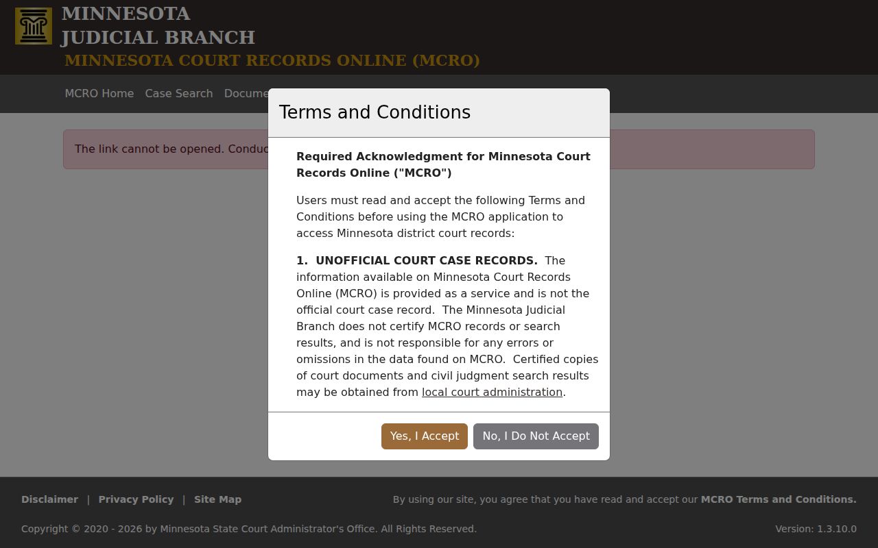 Jackson County criminal docket MCRO case details screen