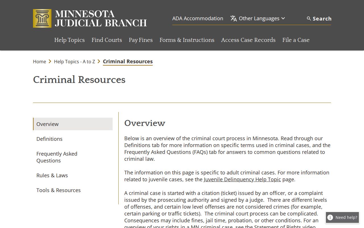 Jackson County criminal docket Minnesota criminal process information