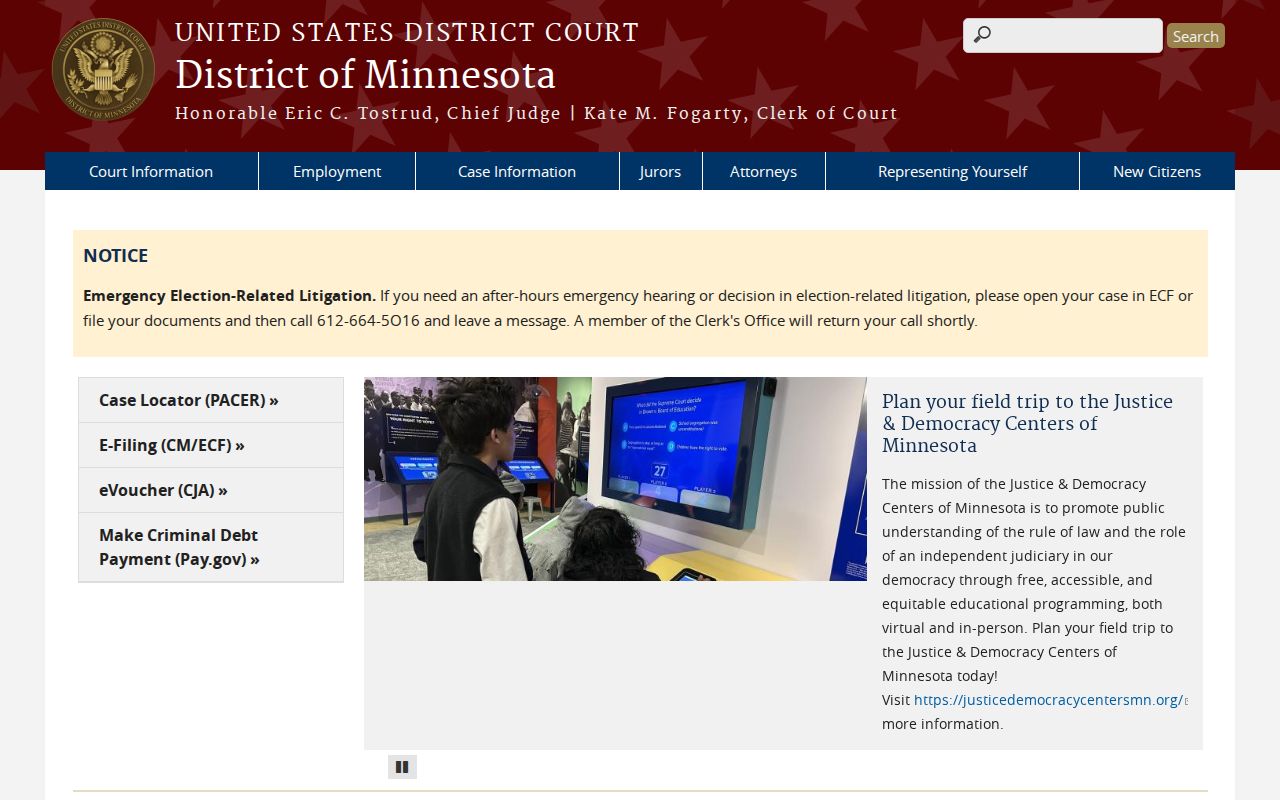 Jackson County court docket District of Minnesota federal court reference