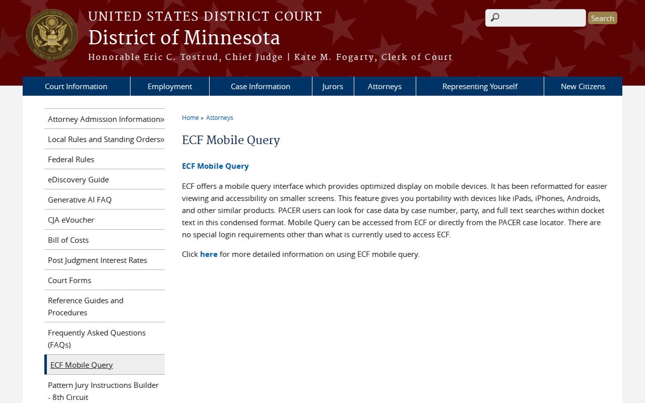 Jackson County court docket federal ECF Mobile Query reference
