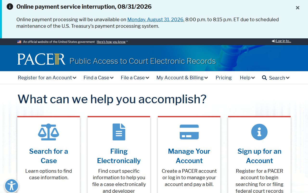 Jackson County court docket PACER federal records reference