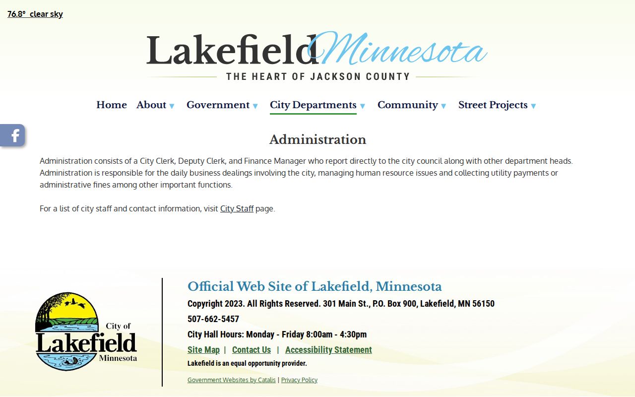 Lakefield court record context from Lakefield City Hall administration
