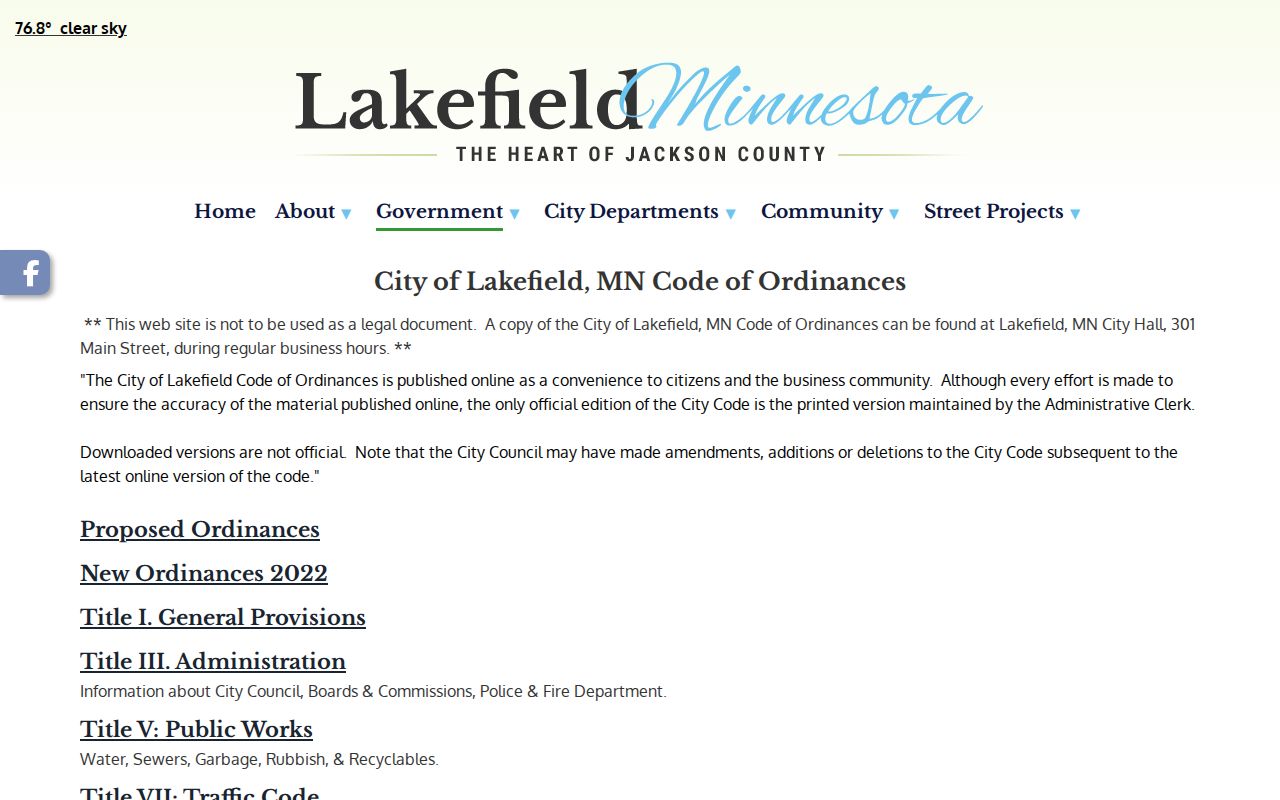 Lakefield court record distinction shown with Lakefield ordinances