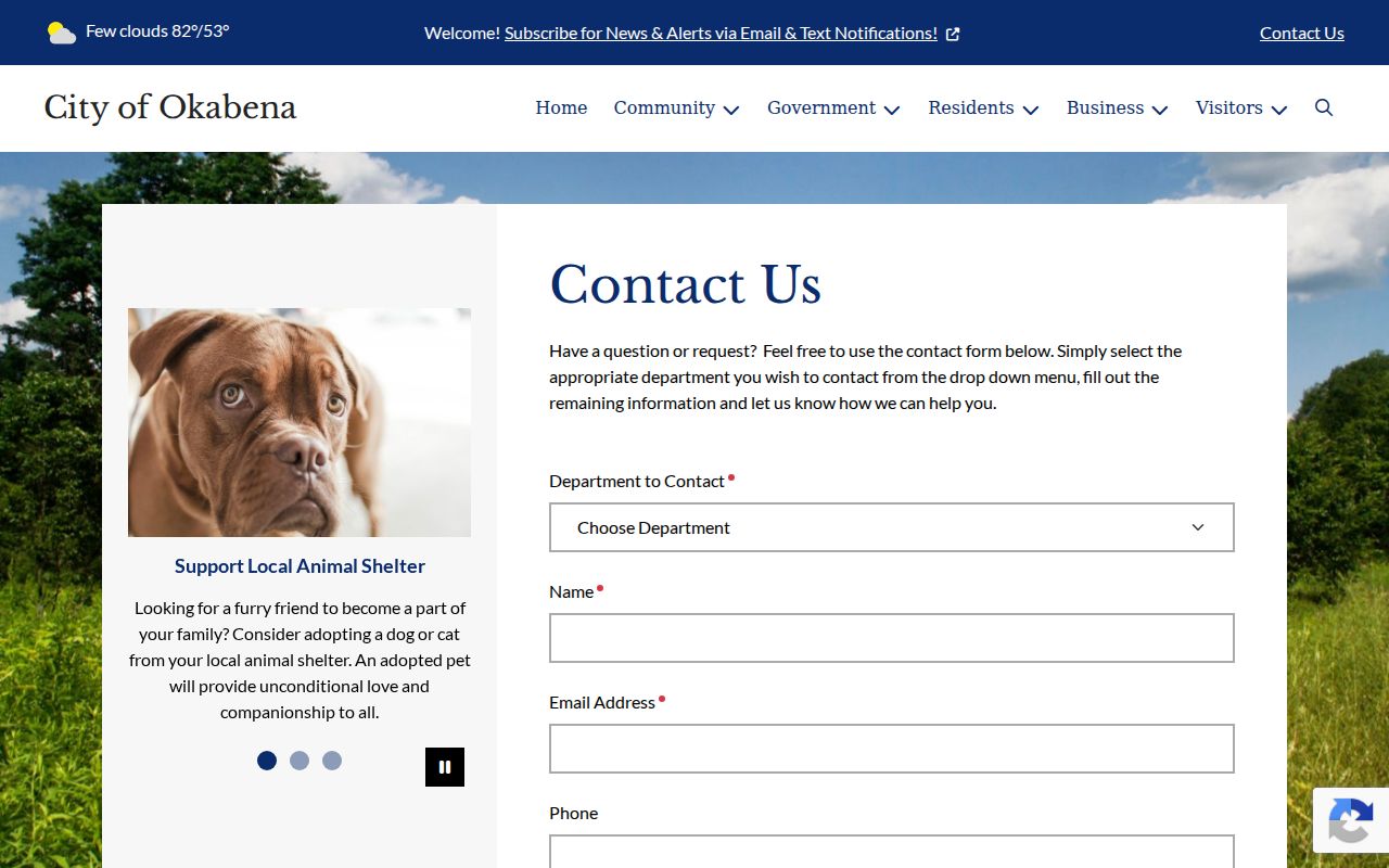 Okabena court record distinction shown with the Okabena contact form